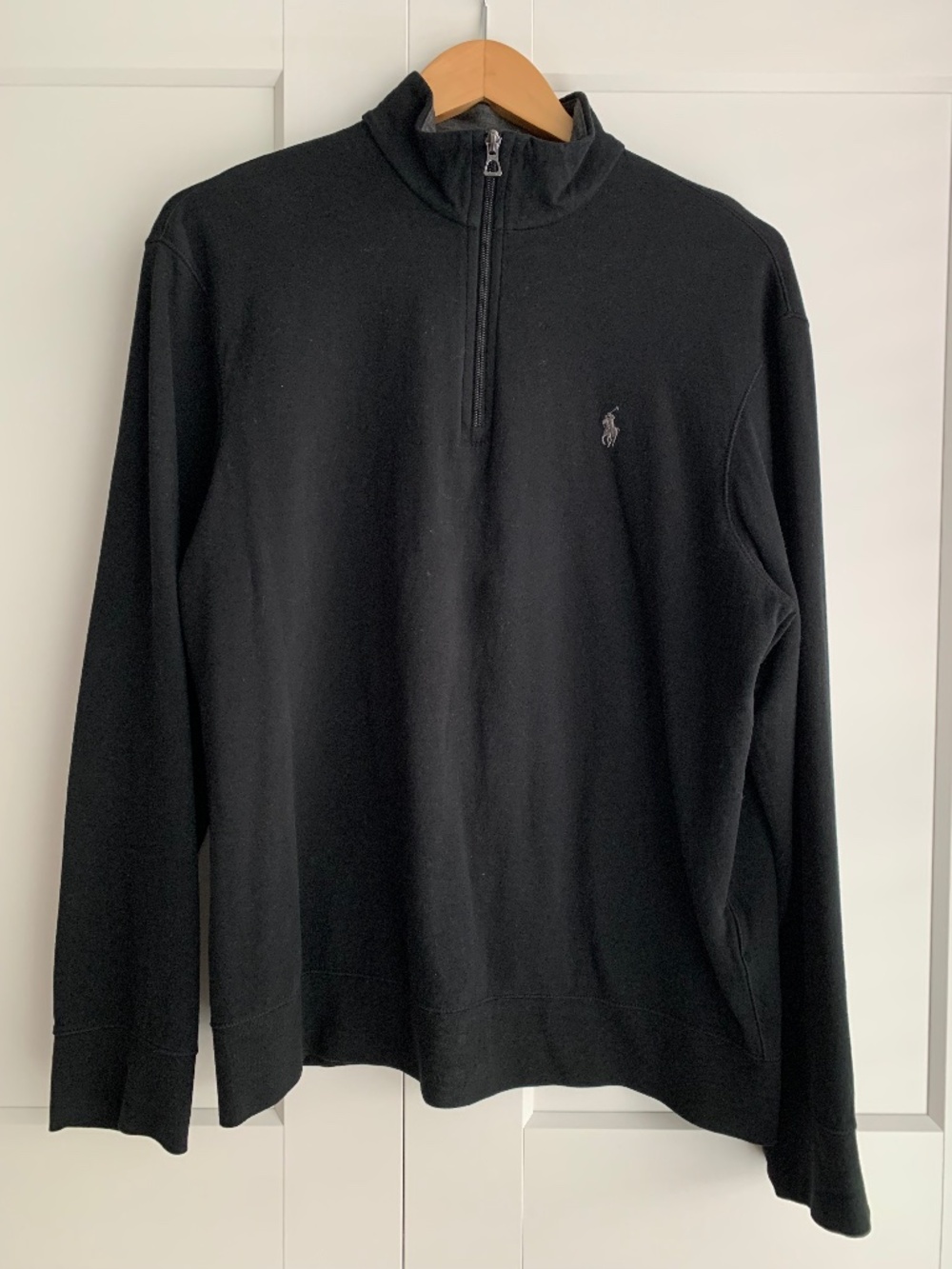 Polo Ralph Lauren Black quarter Zip-Neck Pullover Sweater mens L